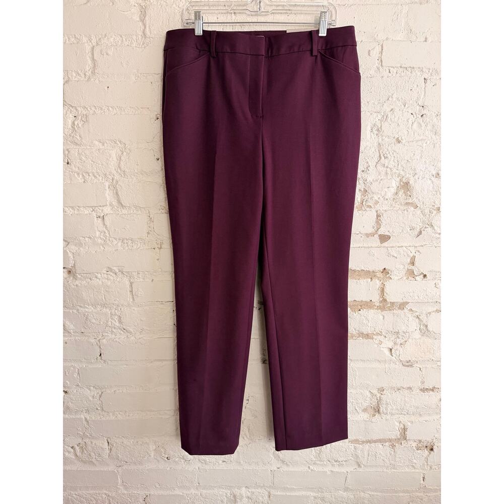 Chico’s So Slimming Straight Leg Plum Dress Pants Womens 12R Stretch NWT